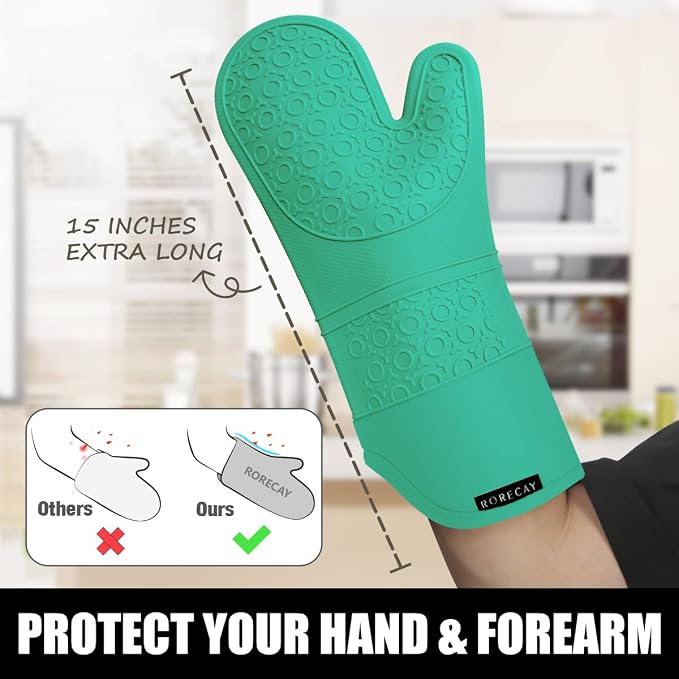 Rorecay 6pcs Oven Mitts and Pot Holders Sets Heat Resistant 500 Degrees - Image 3