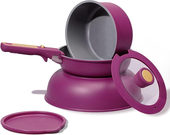 CAROTE Ceramic Pots and Pans Set, Nonstick Cookware Set Detachable Handle - Image 4