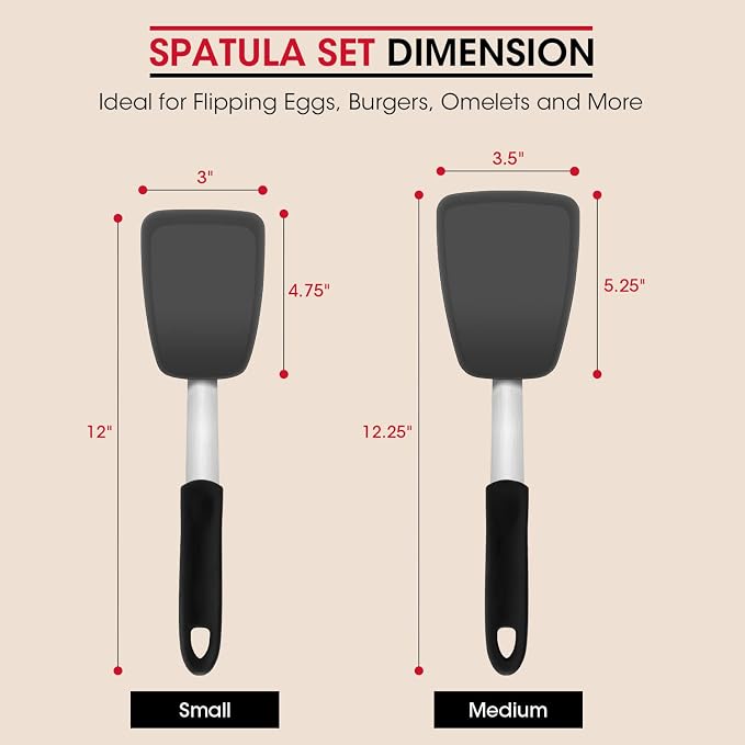 Unicook Flexible Silicone Spatula Turner 2 Pack, 600°F Heat Resistant Spatula - Image 7