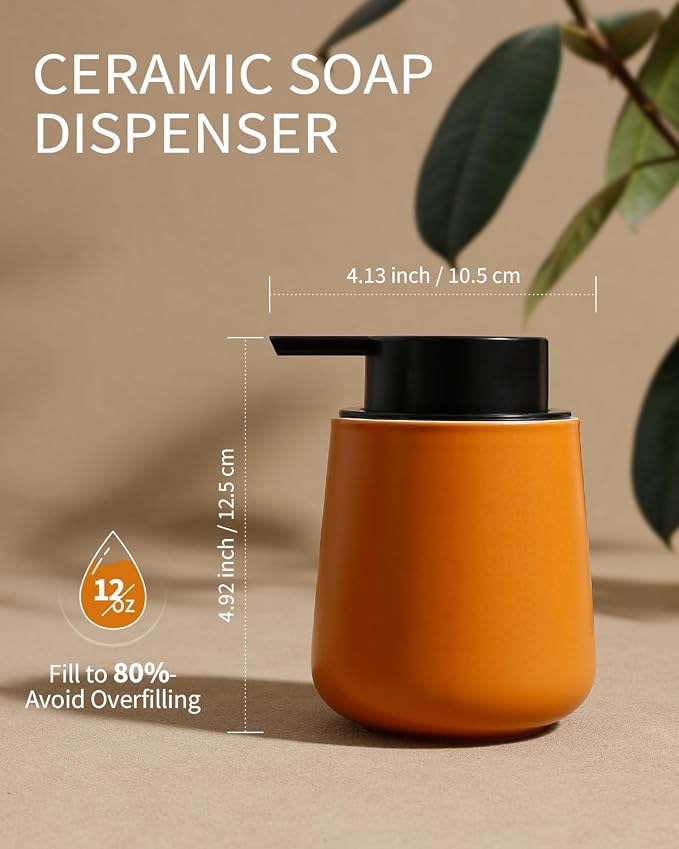 Bosilunlife Ceramic Foaming Soap Dispenser - 12Oz Bathroom Countertop Kitchen - Image 2