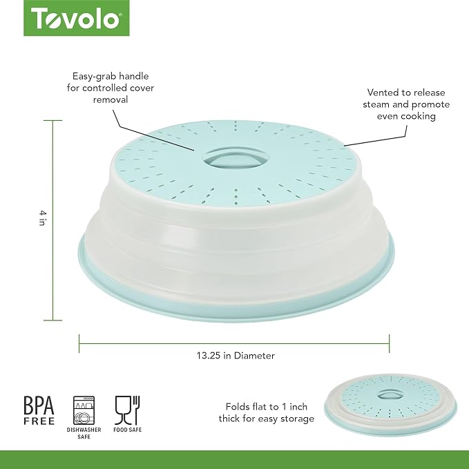 Tovolo Large Microwave Splatter Cover Blue Haze 13 inch Collapsible Silicone - Image 6