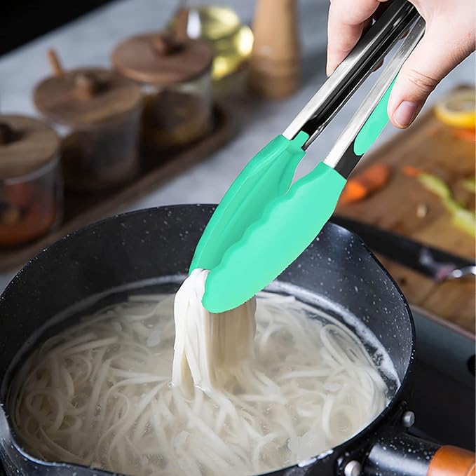 HINMAY Mini Tongs with Silicone Tips 7 Inches Silicone Cooking Tongs - Image 5