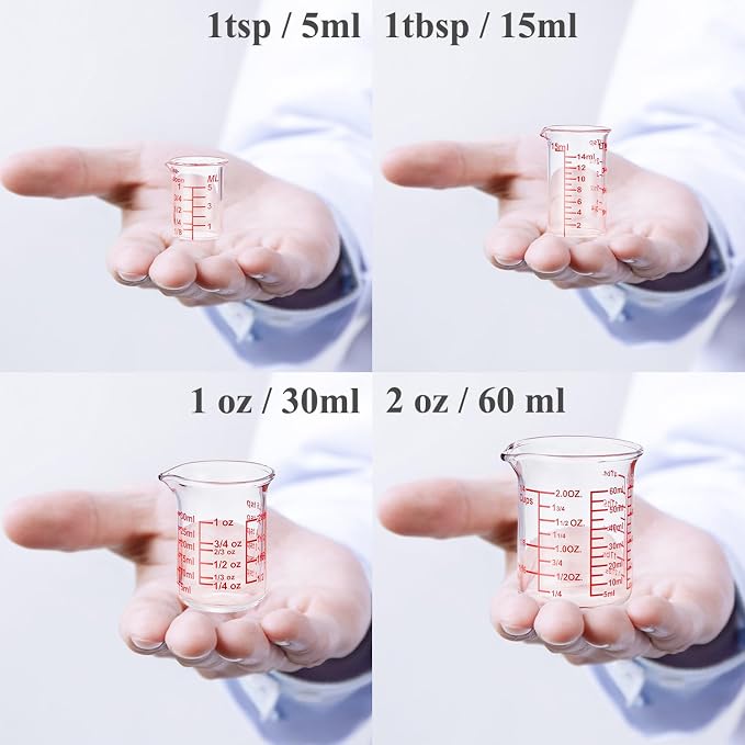 Ackers 4-Piece Glass Measuring Cup Set, Borosilicate Beaker Style Nesting - Image 8