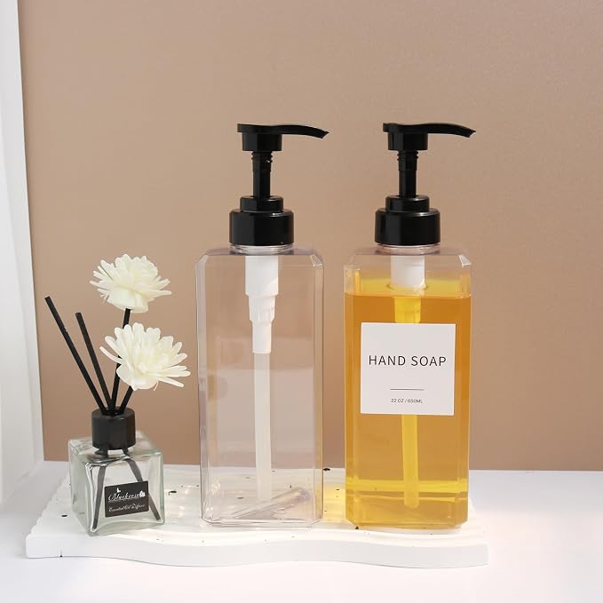 Clear Soap Dispenser with Waterproof Labels, Thickened Plastic Hand Soap - Image 6
