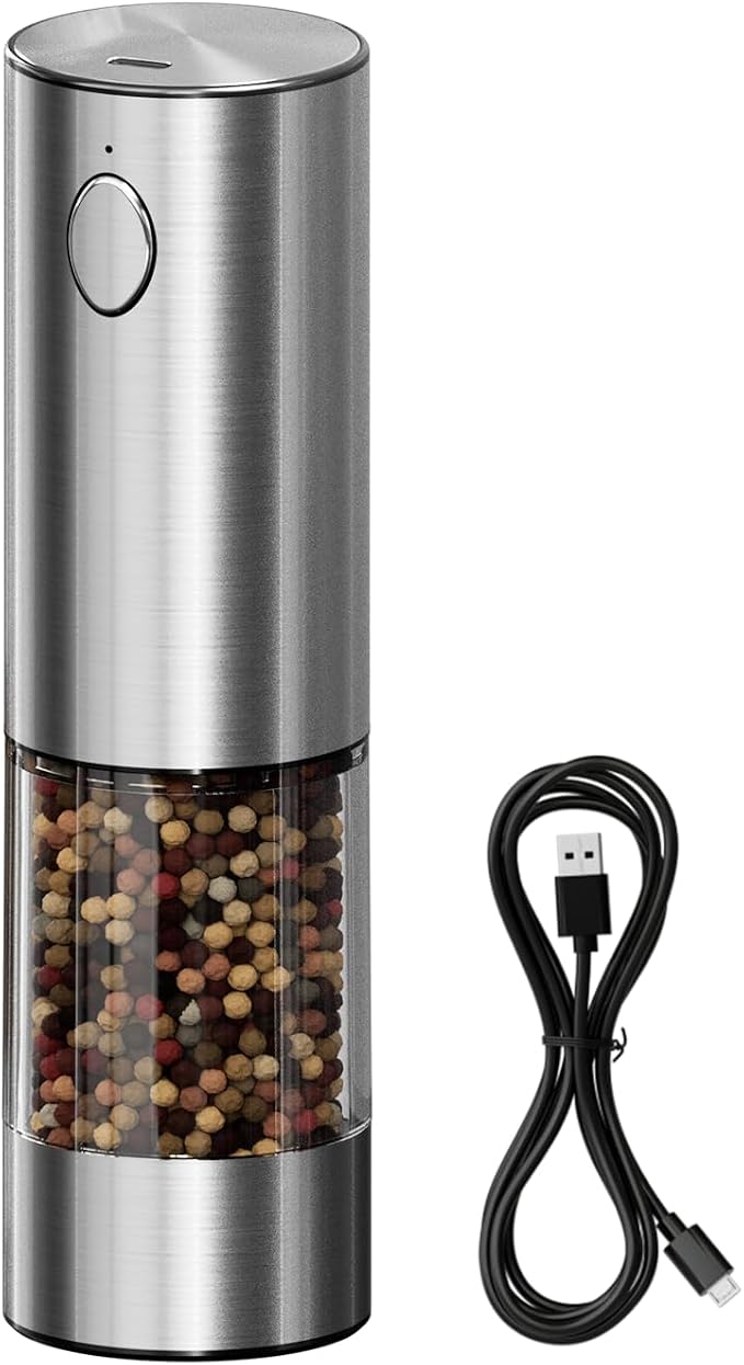 Electric Salt or Pepper Grinder Set, One-handed Operation Salt and Pepper Mills by Unknown