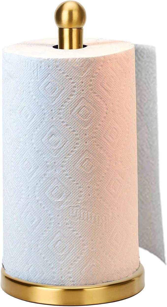 Paper Towel Holder Stand with Sturdy Base Fits Standard and Jumbo Sized Paper by Noonext+