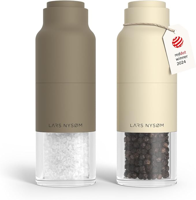 LARS NYSØM Salt and Pepper Grinder Set, Stainless Steel Manual Salt and Pepper by LN