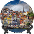 XISUNYA 8 Inch Travel Pattern Ceramic Decorative Plate,Nostalgic