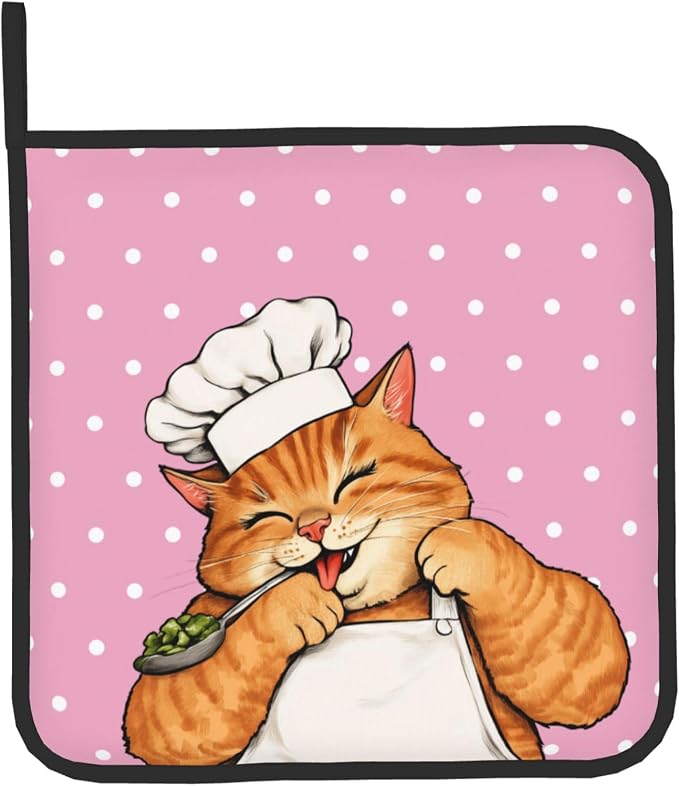 Cat Oven Mitts - Pink Oven Mitts and Pot Holders Sets of 2 Cute Kitten Cooker - Image 9