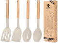 Pack of 4 Silicone Cooking Utensils Set, Non Stick Solid Spatulas and Heat by BUNDLEPRO