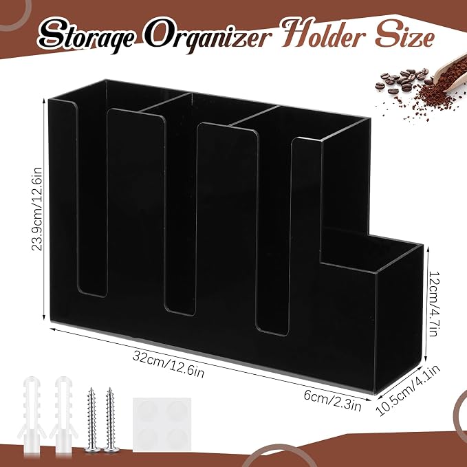 Cunhill 4 Compartments Acrylic Coffee Cup and Lid Storage Organizer Holder - Image 2