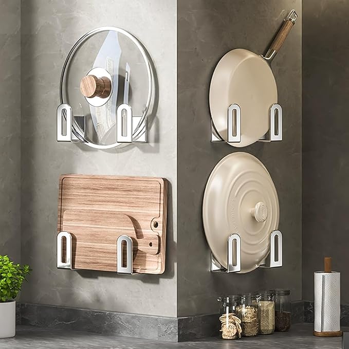 Self Adhesive Stainless Steel Pan Cover Racks, Pantry Organization Rack - Image 6