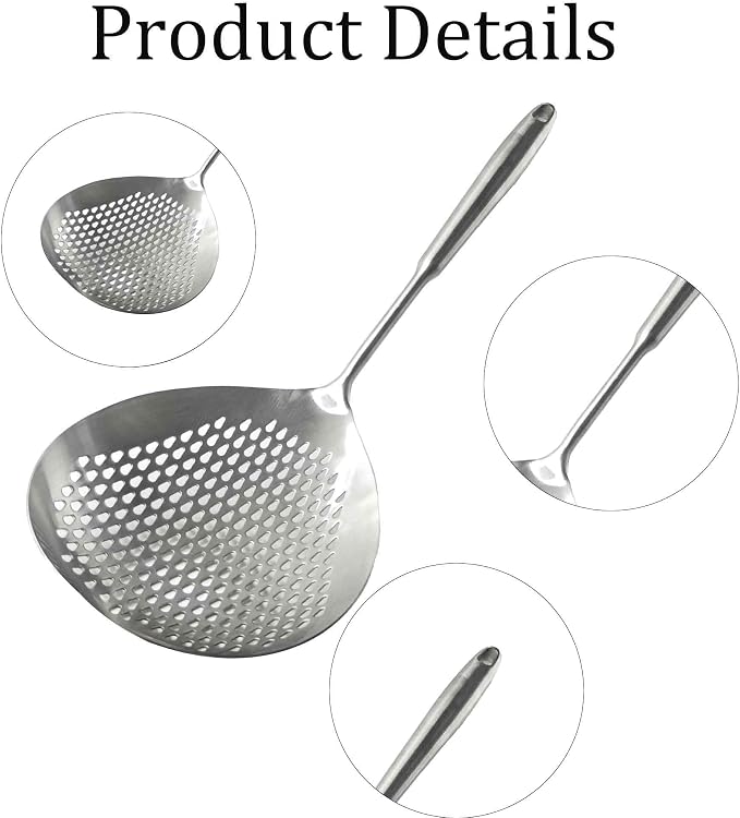 Stainless Steel Skimmer Slotted Spoon, Spider Strainer Ladle - Image 3
