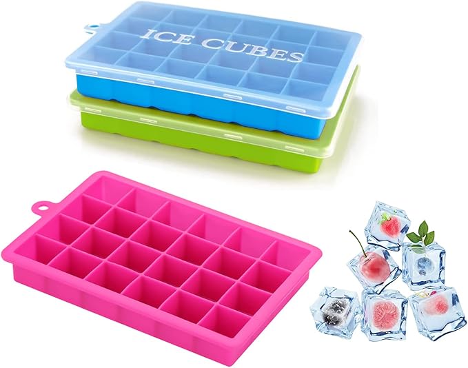 TAO CICADA Ice Cube Tray, 3 Pack Silicone Ice Cube Molds, Ice Cube Trays by TAO+CICADA