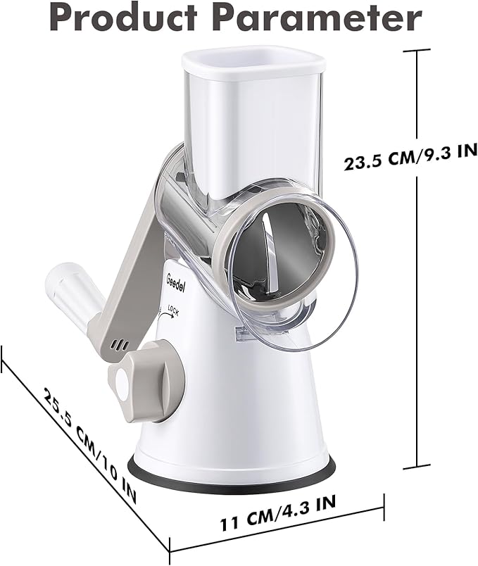 Geedel Rotary Cheese Grater, Kitchen Mandoline Vegetable Slicer - Image 9
