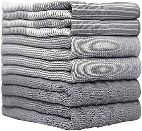 Kitchen Towels 6 Pack 100% Cotton, 20"x28" Dish Towels - Grey