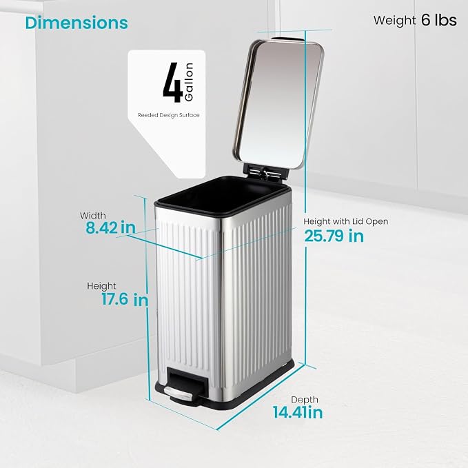 Home Zone Living 4 Gallon Kitchen Trash Can - Image 2