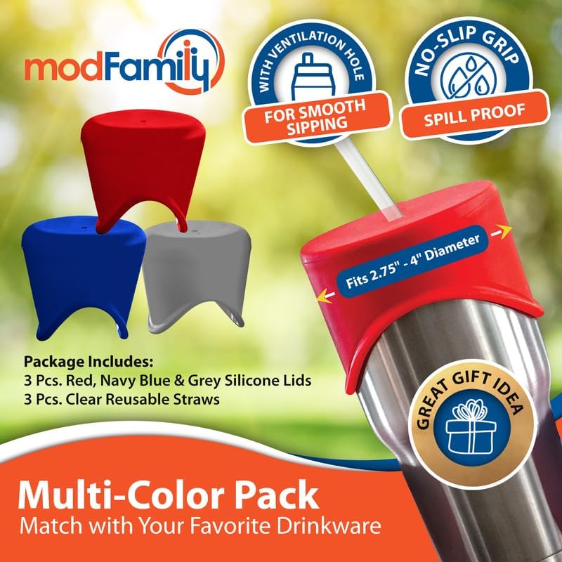 ModFamily Silicone Sippy Cup Lids, Reusable