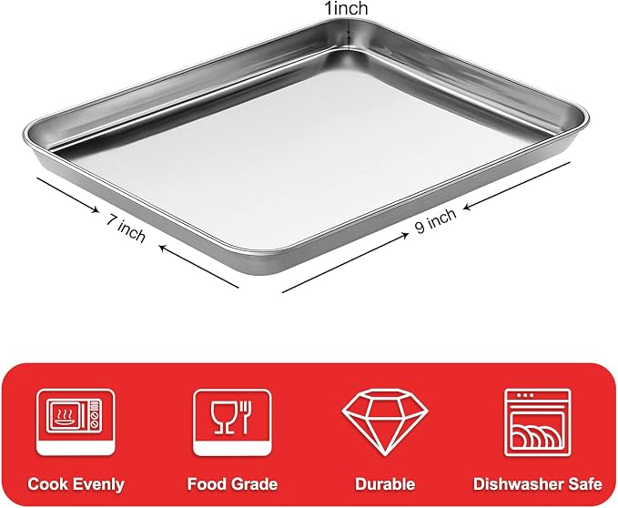 Baking Sheet, Stainless Steel Cookie Sheet Baking Pan Tray - Image 2