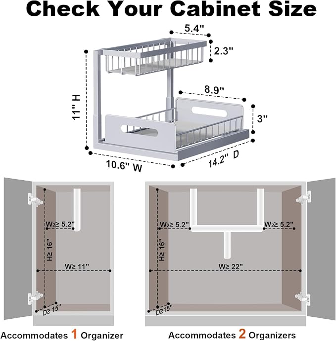 REALINN Under Sink Organizer, Pull Out Cabinet Organizer 2 Tier Slide Out Sink - Image 2