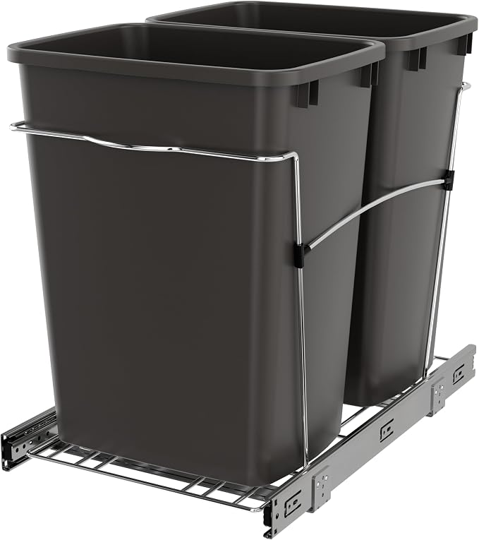 Rev-A-Shelf RV-18KD-13C-S Double Pullout Trash Can by Rev-A-Shelf