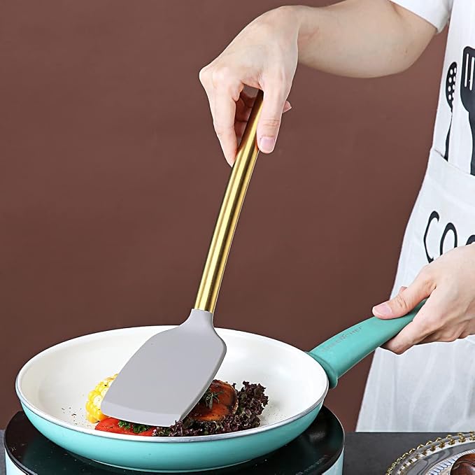 Berglander Non-stick Silicone Solid Turner, Titanium Gold Plating handle - Image 6