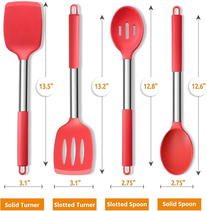 Cooking Utensils Set of 4, E-far Silicone Kitchen Utensils - Image 2