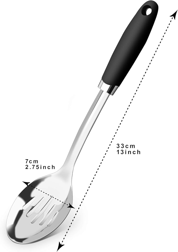 Brushed Stainless Steel Non-Slip Ergonomic Handle Spoon - Image 7