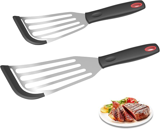 2Pack Silicone Fish Spatulas for Nonstick Cookware, Fish Turner Spatula by Ecerangus