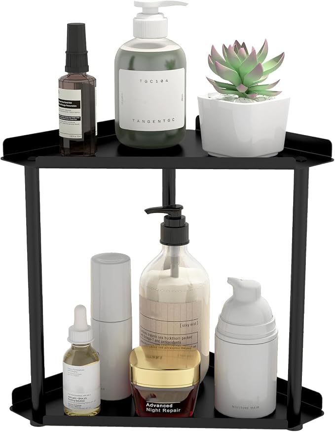 Jesginboo 2 Tier Bathroom Counter Organizer, Vanity Organizer Corner Shelf by Jesginboo