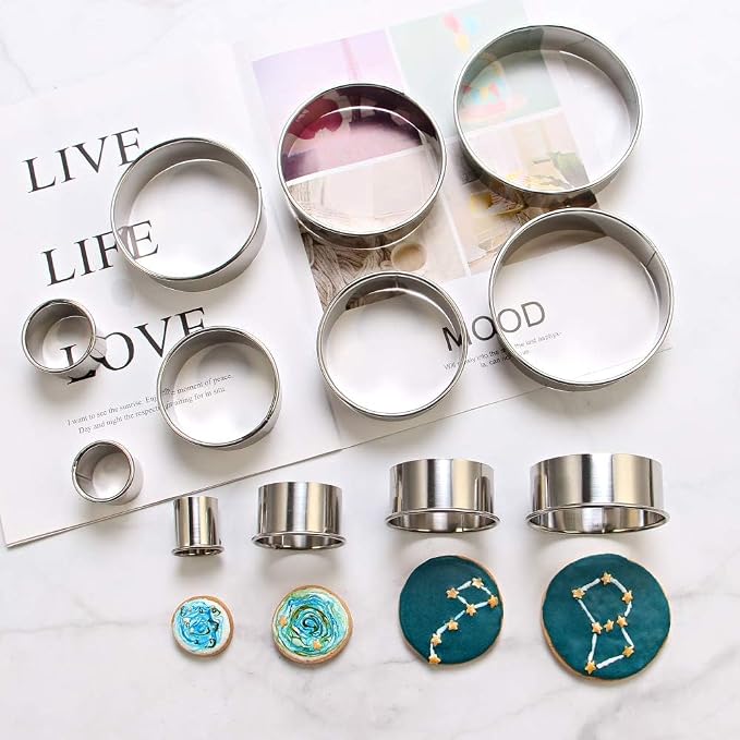 12 Piece Round Cookie Cutters Set, Donut Cutter Set, Stainless Steel Circle - Image 2