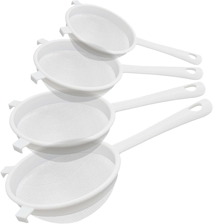 4 Pcs Plastic Nylon Fine Mesh Kefir Strainer Set by Sadoia