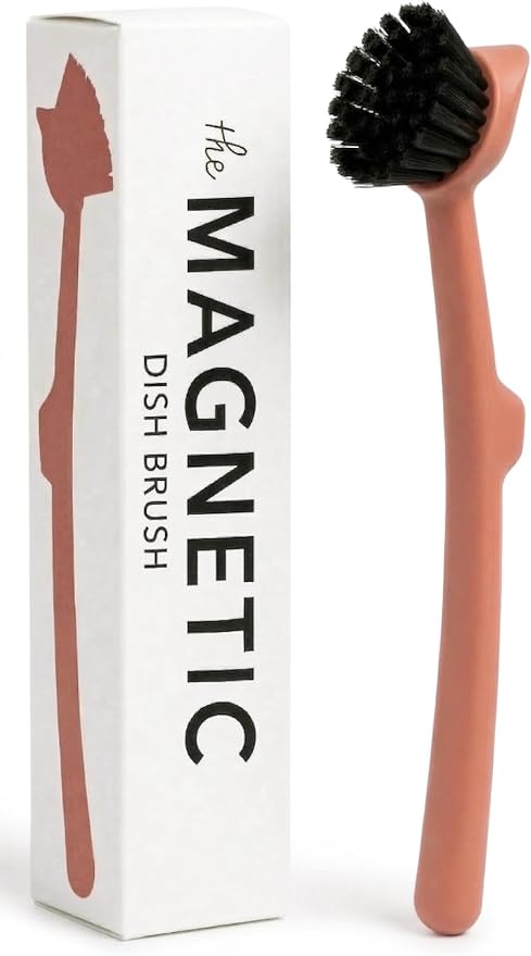 Earth & Mango Magnetic Dish Brush & Scraper, Snaps to Sink, Non-Scratch by Earth+%26+Mango