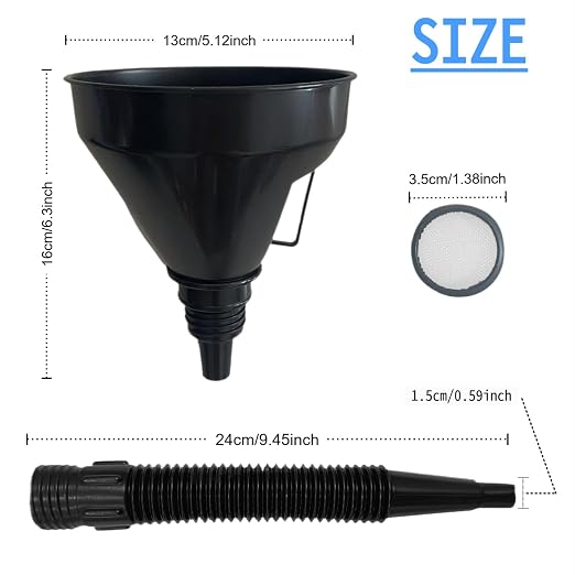 5 Pcs Plastic Oil Funnels for Automotive Use Set, Large Flexible Fuel Funnel - Image 2