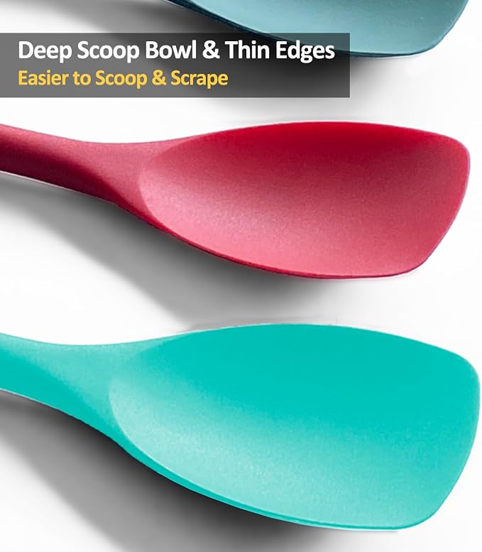 Upgrade Silicone Spatula Spoon Set, VOVOLY Heat Resistant Rubber Spoonula - Image 3