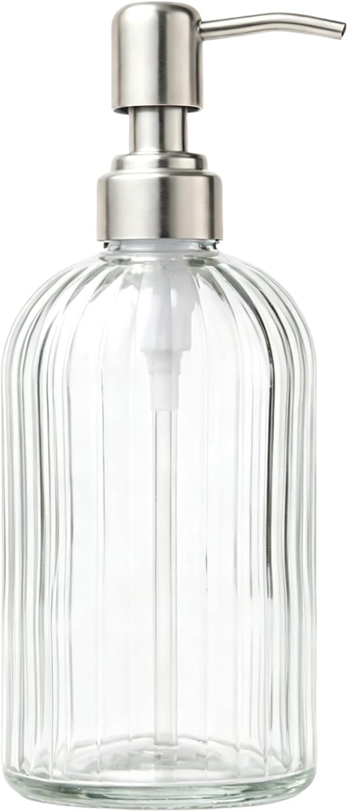 Glass Hand Soap Dispenser Silver Pump Refillable Dish Shampoo Lotion Bottle by Easy-Tang
