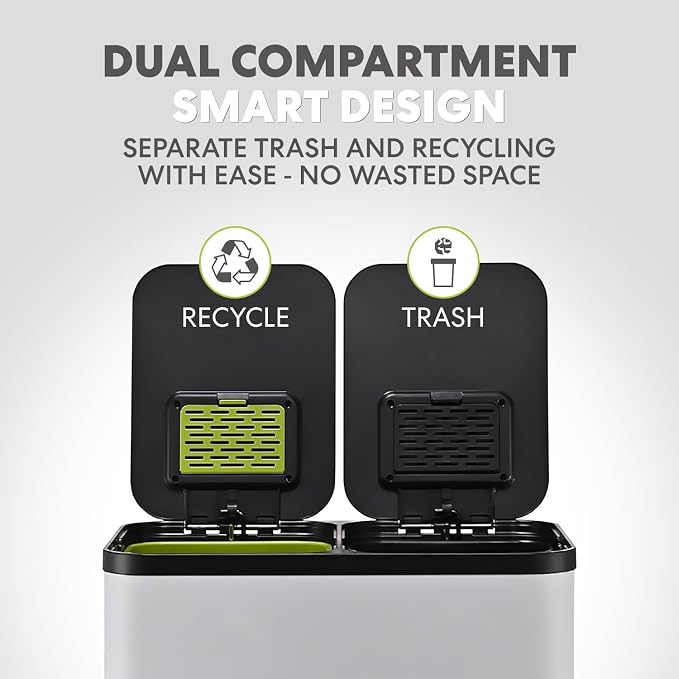 Simpli-Magic 60 Liter / 16 Gallon Rectangular Hands-Free Dual Compartment - Image 2