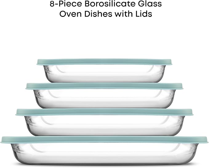 JoyJolt 8-Piece Borosilicate Glass Oven Dishes - Image 2