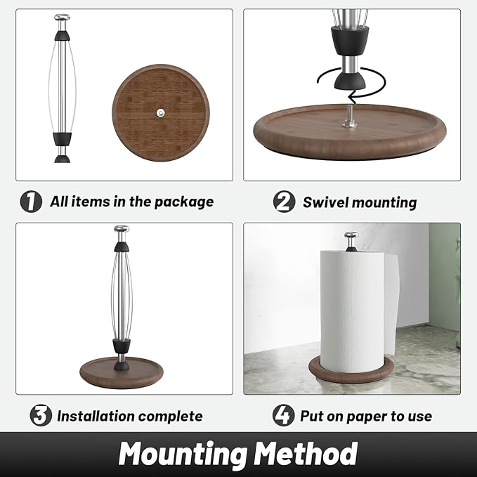 VEHHE Wooden Paper Towel Holder Countertop - Image 5