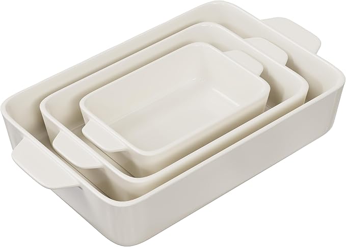 Kook Ceramic Bakeware Set, Rectangular Baking Dishes, - Image 2