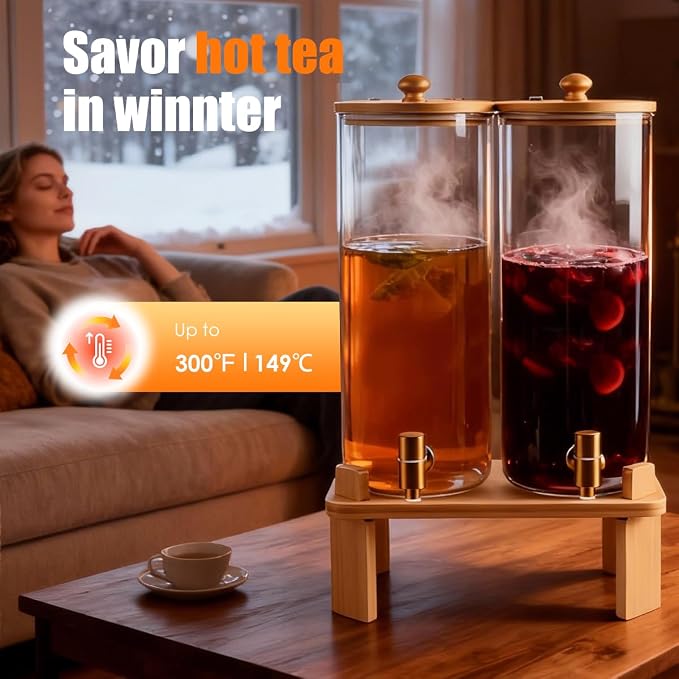 2 Gallon 2 Pack large Glass Drink dispenser - Image 4