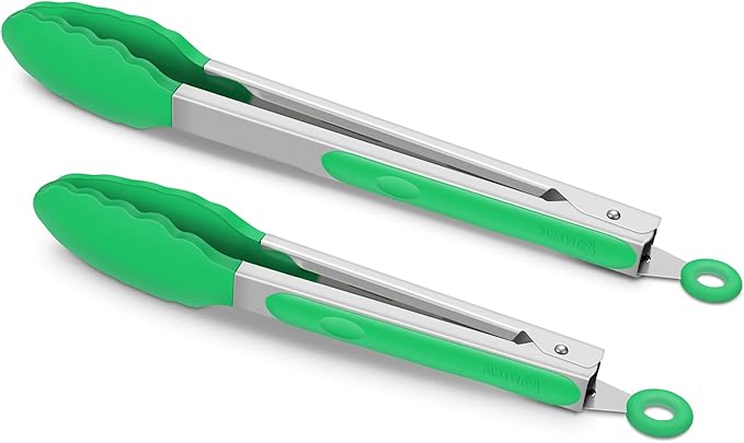 2 Pack Silicone Kitchen Tongs – 9" & 12" Set, Heat Resistant up to 500°F by ALLWIN-HOUSEWARE