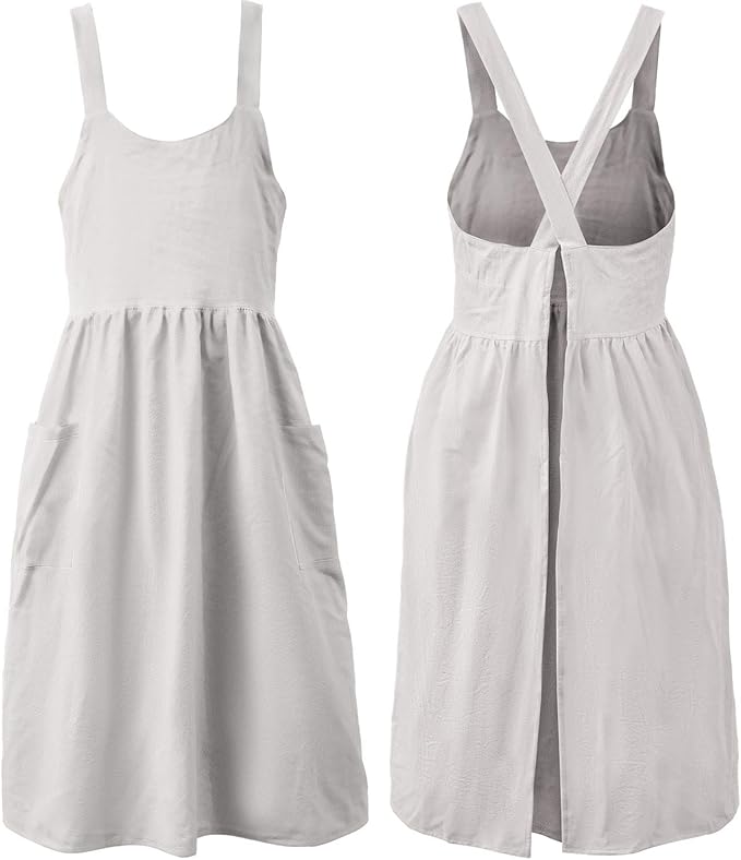 Uaussi Cotton Linen Apron Cross Back Work Apron by Uaussi