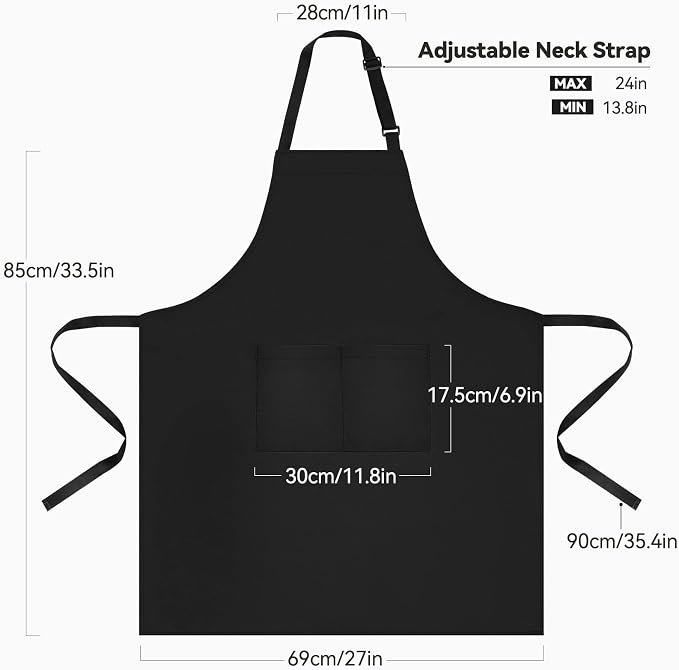 NLUS 2 Pack Kitchen Cooking Aprons, Adjustable Bib Soft Chef Apron - Image 2