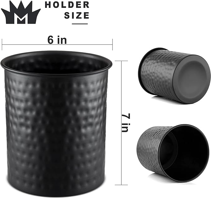 Monarch Abode Kitchen Utensil Holder – Hand Hammered Metal Black Utensil Holder - Image 8