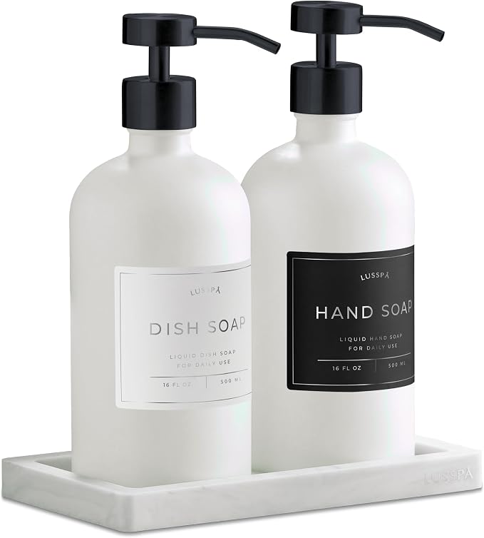 Glass Soap Dispenser Set of 2 by Unknown
