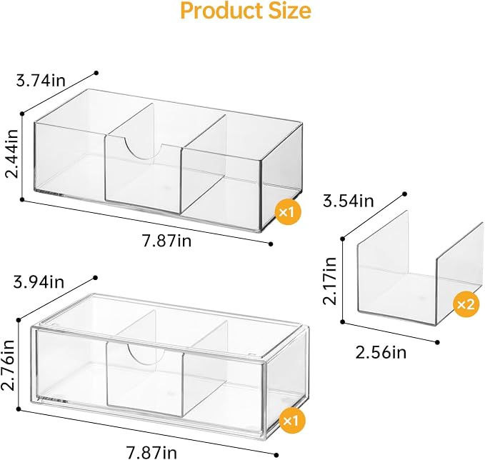 PAVSTINE Medicine Cabinet Organizer 2 Pack, Stackable Storage Drawers - Image 2