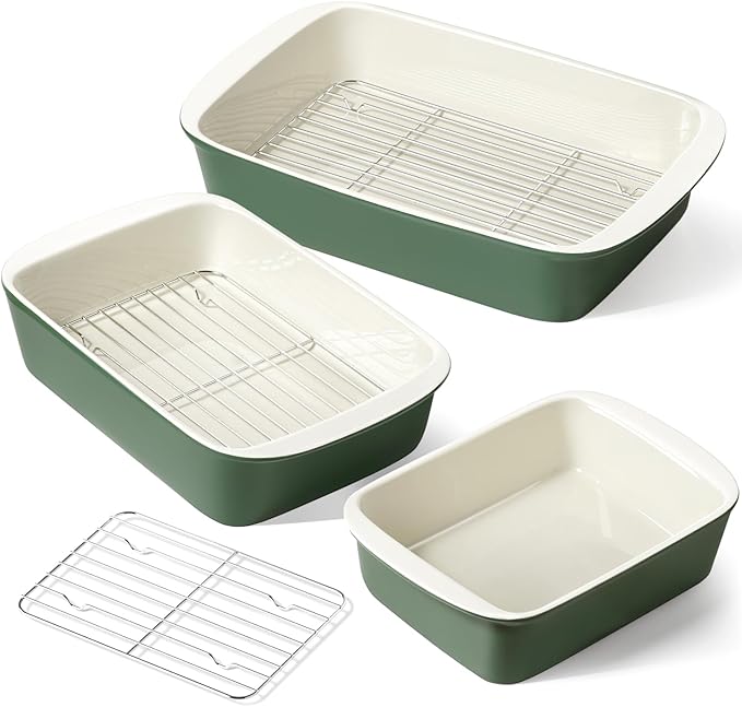 LE TAUCI Deep Casserole Dishes for Oven, 13.7”x9.6” Ceramic Baking Dish Set by LETAUCI