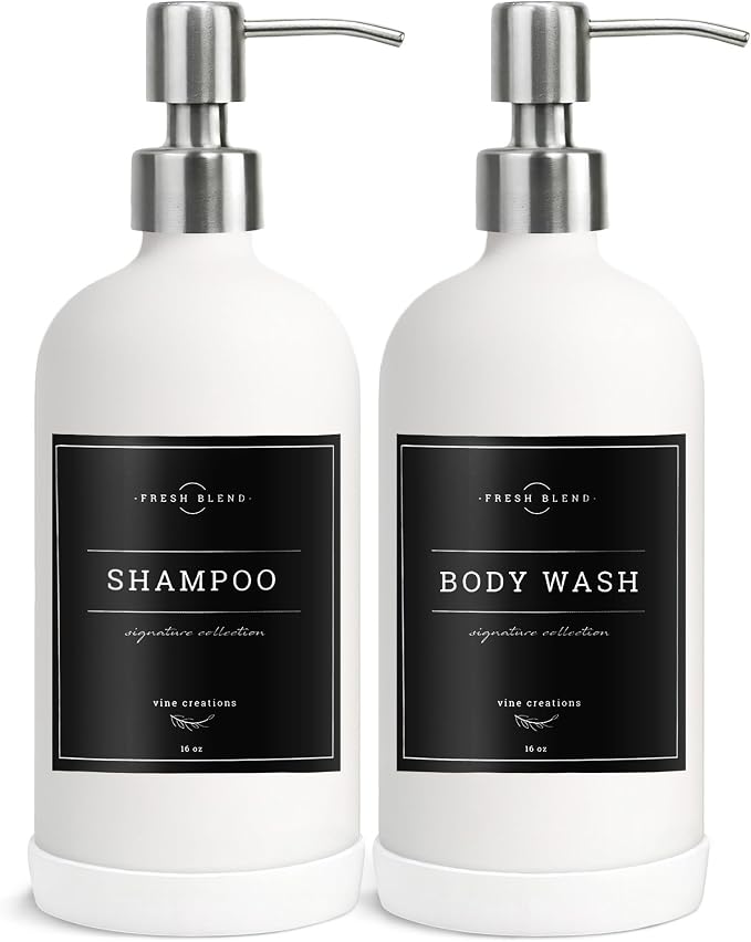 Vine Creations White Glass Soap Dispenser, 2 Pack Kitchen Soap Dispenser Set - Image 7