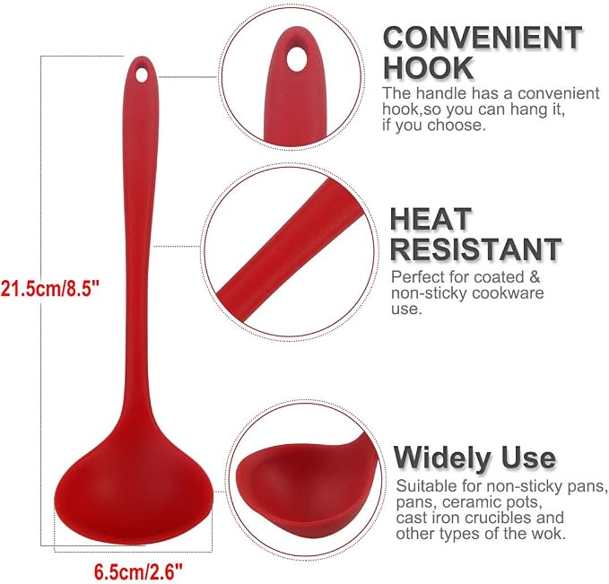 uxcell Silicone Soup Ladle Spoon 8.5 Inch Heat Resistant to 450°F One Piece - Image 4